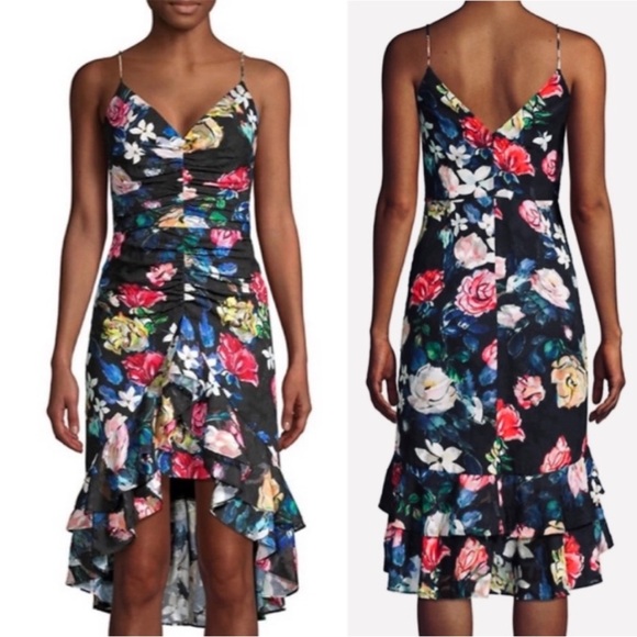 Aidan by Aidan Maddox Floral Ruffle Midi Cocktail Dress - Picture 3 of 6